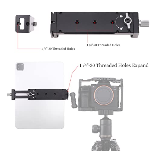 FOTGA Soporte para Tablet de Aluminio, Adaptador Universal de Metal con Zapata fría, Rosca de Tornillo de 1/4 Pulgadas y riel de trípode Acra Swiss para iPad Pro/Mini/Air - imagen 6