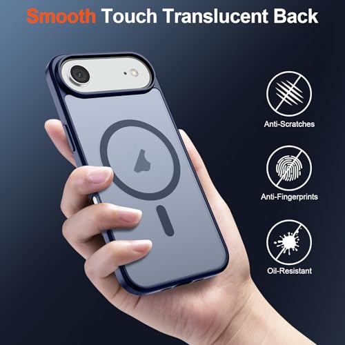 Image of SUPFINE Magnetic for iPhone Air Case (Compatible with MagSafe)(Military Grade Drop Protection) Slim Translucent Matte Shockproof with Anti-Fingerprint Phone Cover for 17 Air,Navy Blue