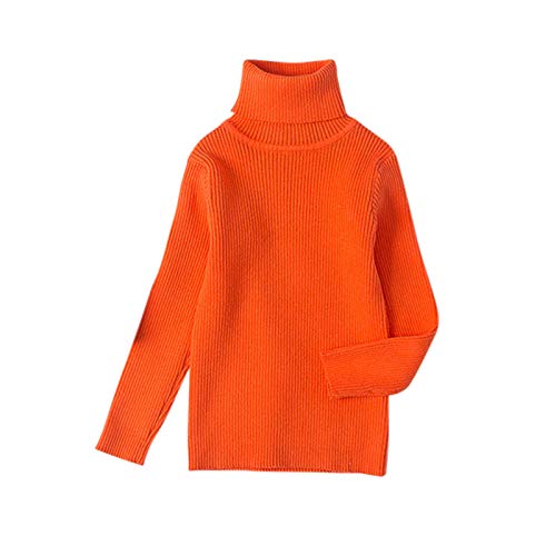 Baby Long Sleeve Shirt Onesies Clothes,Toddler Kids Knit Turtleneck Sweater Soft Solid Warm Sweater Crochet Pullover Orange