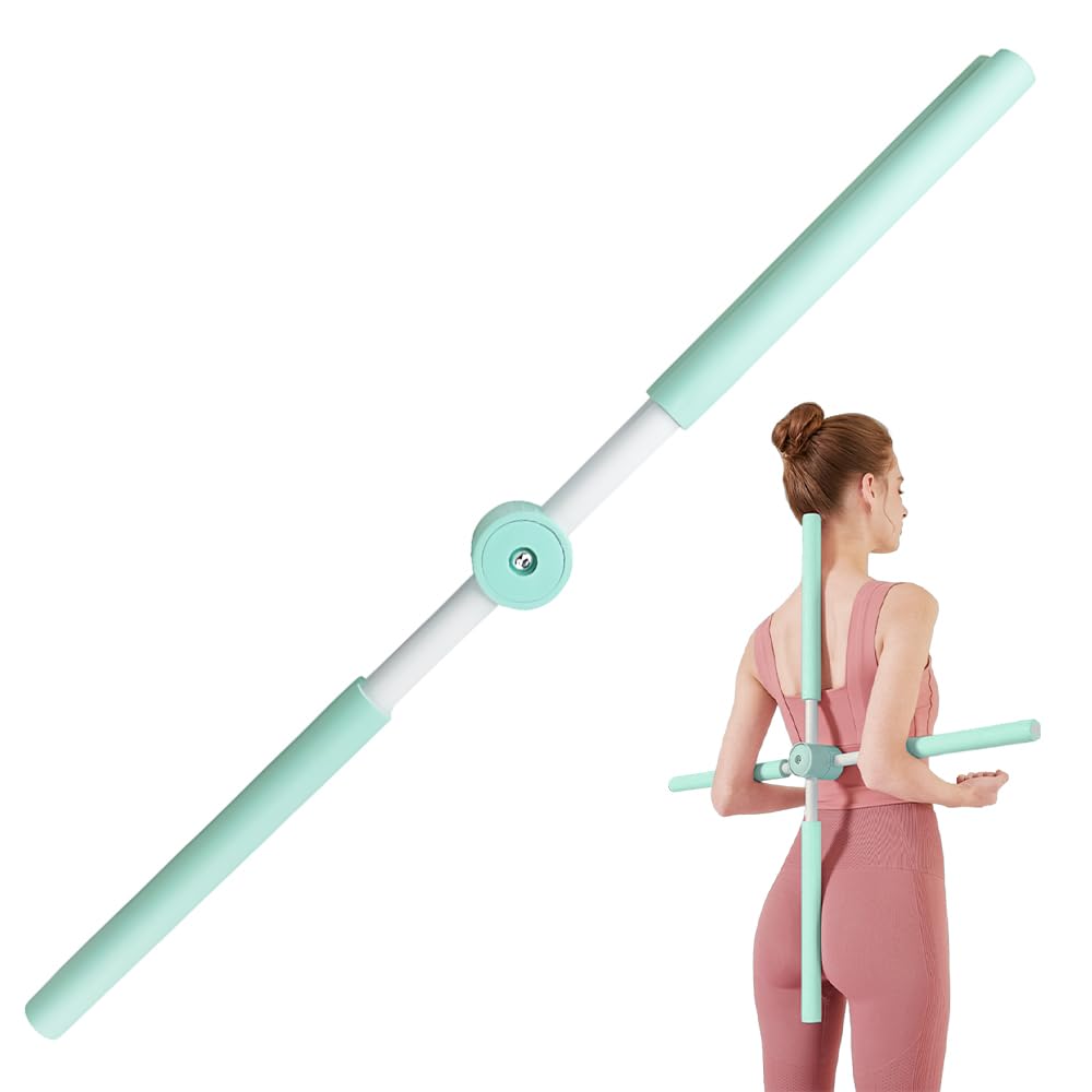 Barre de Yoga 360° Rotation Bâton Pilates pour Correction de Posture et Étirements