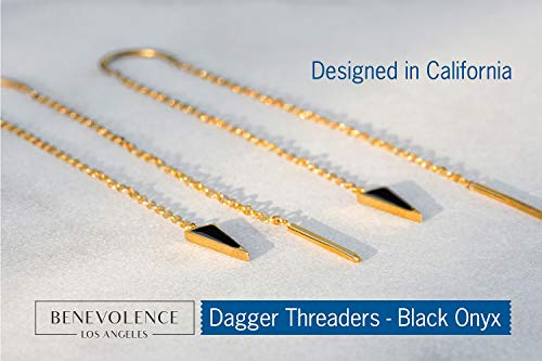 Dagger Threader Triangle Earrings, 14K Gold Threader Earring, Dangle Drop Long Chain Earring For Women, Gifts For Mom, Nickel Free Hypoallergenic Thread Earrings, Onyx Dagger #TOP1