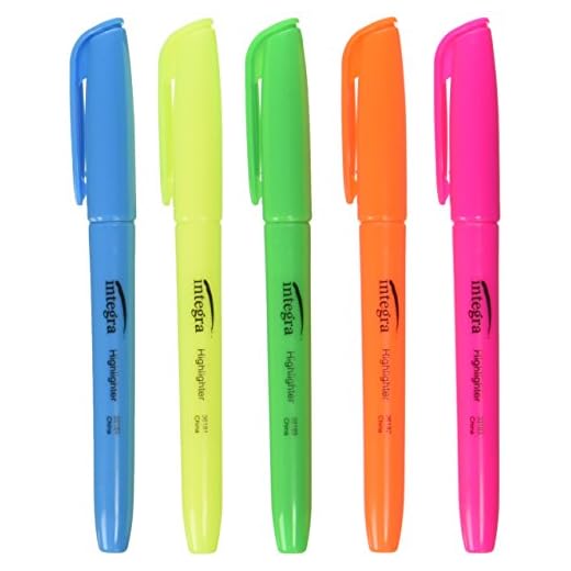 Integra Pen Style Highlighter, Chisel Point,5/Set, Fluorescent Assorted (ITA36180)