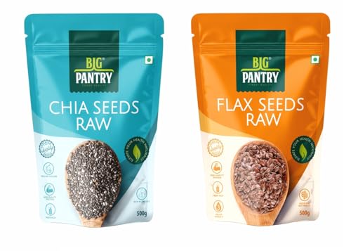 Image of Big Pantry Combo Seeds Mix for Eating | Chia Seeds & Flax Seeds Combo Pack | Healthy Seeds Combo for Weight Management | Raw Seeds for Smoothies & Oatmeal | Combo Pack 500g each
