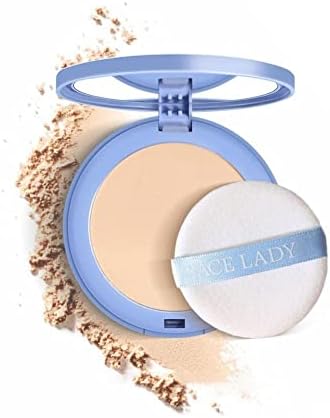 Oil Control Face Pressed Powder, Matte Smooth Setting Powder Makeup, Waterproof Long Lasting Finishing Powder, Flawless Lightweight Face Cosmetics (Lvory)