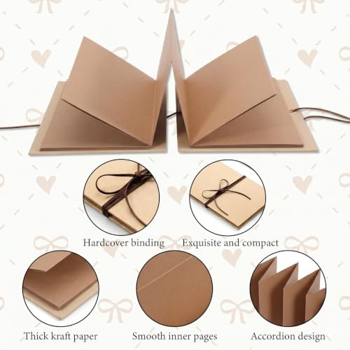 Mini álbum de recortes 4,5 x 7 pulgadas, con tapa dura marrón y páginas interiores marrones, diseño acordeón, para manualidades y memoria personal miniatura 3