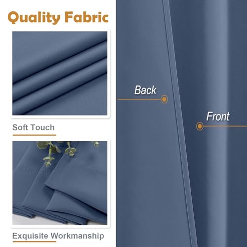 Image of Aiyufeng Denim Blue Short 36 Inches Blackout Curtain 2 Panels Set, Half Window Rod Pocket Privacy Curtain Tiers for Kitchen, Curtains Blackout for Bathroom Shades, W40 x L36 Inch, Denim Blue