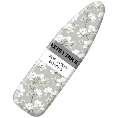 Image of Quick Install Ironing Board Cover 15 inch x 54 inch Ironing Board Cover with Nose Strap Pocket and Elastic Sides Anti-Slip and Heat-Resistant Stylish Home Ironing Board
