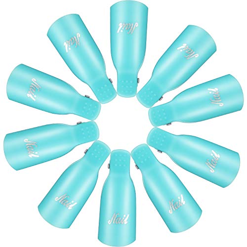 10 Pieces Acrylic Nail Art Soak Off Clip Cap UV Gel Polish Remover Wrap Nail Tool (Blue)