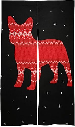 のれん 犬 クリスマスストッキング 模様 かわいい 【麻 86x143cm 部屋の飾り】 玄関 キッチン リビング 飲食店 出入り口 間仕切り 丈夫 断熱カーテン 防寒 冷/暖気遮断 省エネ 遮光 目隠し ドアカーテン ファッション インテイリア