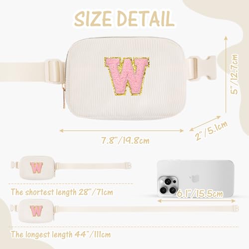 Image of Gitus Gifts for Teen Girls 10-12 12-14 14-16 16-18 Birthday Gifts for Girls Women Sister Teacher Initial Belt Bag Fanny Pack Crossbody Bags for Teen Girl Gifts Trendy Stuff Travel Essentials (Ivory-W)