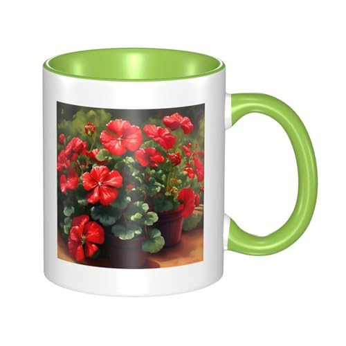 WXZYFP Gerani rossi Tazza in ceramica bicolore (double-face), può essere utilizzata per acqua potabile o come mestiere