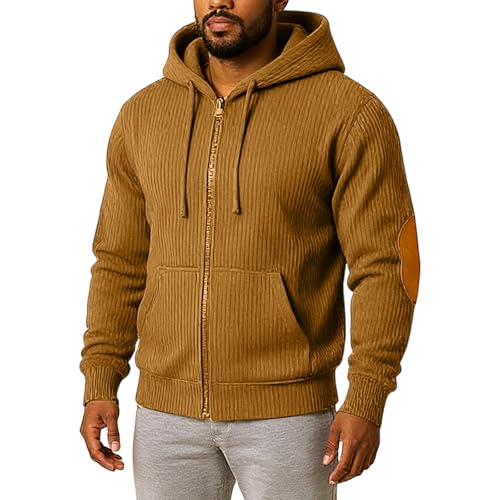 Ymosrh Men's Sweatshirt Hoodies, Long Sleeve Zip Up Hooded Sweatshirt Athletic Workout Textured Hoodie Pullover, M-3XL