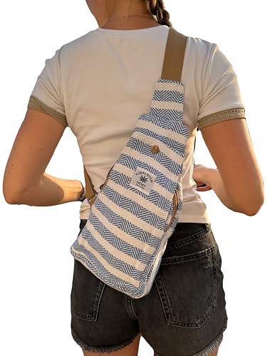 MIGURA Canvas Backpack Travel Hippie Large Backpack Summer Daily Festival Casual Vintage Men Women Waterproof Handmade Dark Blue Colorful M, Colourful, M