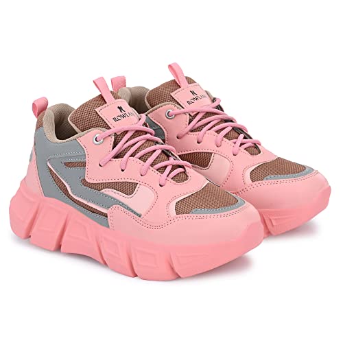 Image of ROWLANS Women's Synthetic Leather Stylish /Comfortable /Running /Gym Lace-Ups Sports Shoes