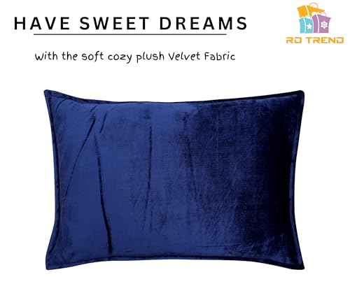 Image of RD TREND Presents Velvet 250 GSM Pillow Cover Set of 2 with Zipper,Size -18 inch x 28 inch Inches (45x71 Cm) (Blue)