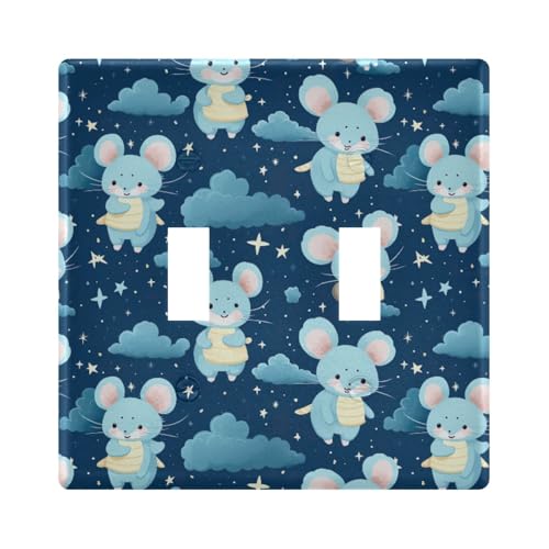 UMIRIKO Cute Mouse Light Switch Cover Plate Covers Decorative Double Toggle Home Decor 202a8513
