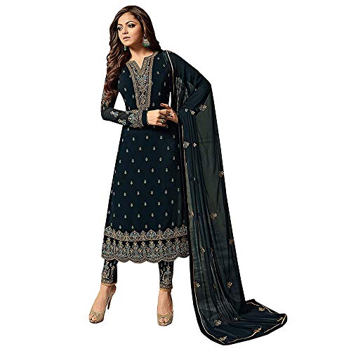 JIVRAJ FASHION Anarkali Designer Indisch-Pakistanisches Outfit Kameez-Seide im Palazzo-Stil mit Stickerei Chiffon Dupatta Salwar Kameez (Auswahl 4, XL UK 16 Büste 44 Taille 40 Hüften 46) Cover