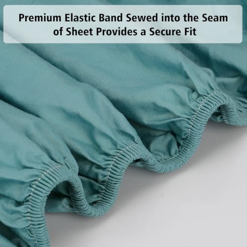 Image of Lirex Fitted Sheet, Full Size 100% Cotton 300 Thread Count Soft Breathable Fitted Sheet, Blue