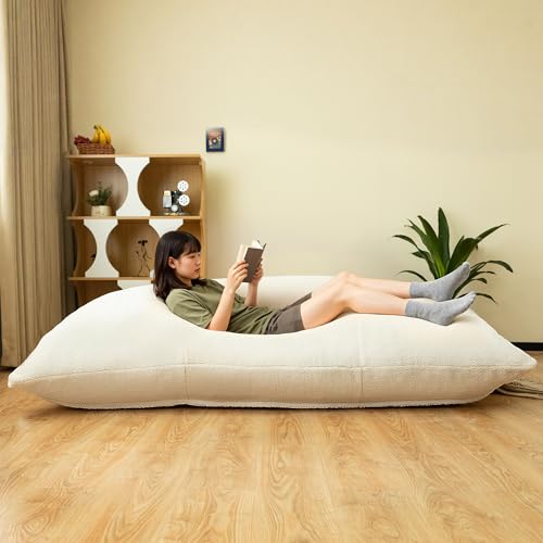 Alebert ビーズクッション クッション 座布団 ソファーベッド 2人掛け ソファー ろーそふあー 2人掛け ソファーマットレス カバー取り外し 洗濯可能 大きめ 一人暮らし クッション 座椅子 ベージュ