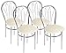Chaise de Salle à Manger Confortable - Venus Chrome Trapeze - Couleur: Blanc - Lot de 4 Chaises
