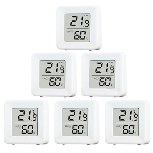 6 Pièces Thermomètre Hygromètre Intérieur Mini Thermometre Digital de Haute Précision Moniteur Interieur -10°C à 70°C Humidité Température Pour...