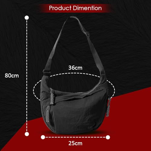 Image of Lyrovo Travel Crossbody Crescent Bags for Women Over Shoulder Purse with Zipper Half Moon Sling Bag & Waist Bag Unisex Chest Bag