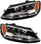 Evan-Fischer Headlight Set Compatible with 2011-2018 Volkswagen Jetta Left Driver and Right Passenger Side Halogen With bulb(s)