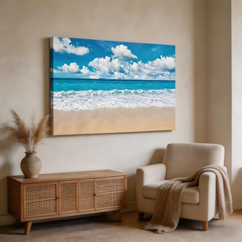 Plage océan bleu RGsixiot : le tableau horizontal pour mur vide et triste - 2