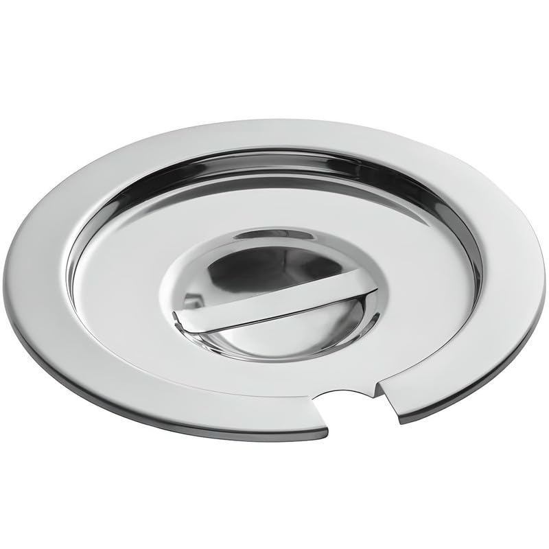 OCS Parts Pro Series Stainless Steel Cover for 11 Quart Vegetable Inset Pots | Steam Table and Soup Warmer Pot Lid with Handle and Notched for Ladle or Serving Spoon Placement
