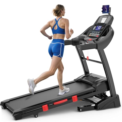 Image of 5HP Foldable Treadmill for Home w / 15% Auto Incline, 400lbs Capacity, 10MPH Portable Treadmill, 64+7 Programs, Personalized Workout with APP, Running Walking Treadmill