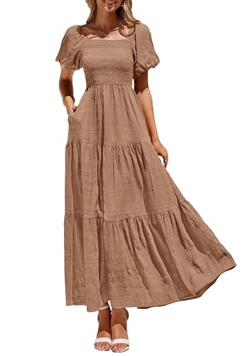 PRETTYGARDEN Womens Summer Puff Short Sleeve Maxi...