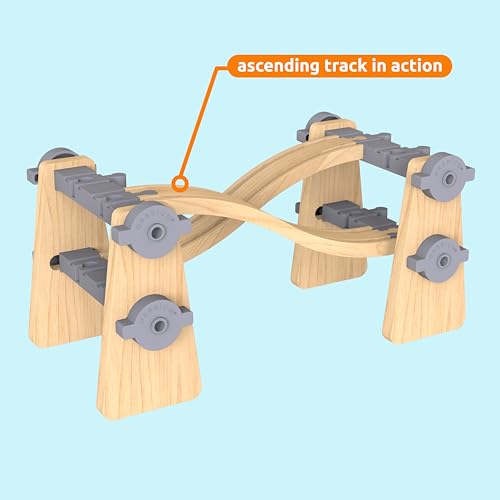 orbrium premium wooden train ascending tracks pack of 8 compatible with all major wooden railways including thomas brio chuggington imaginarium