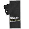 Artpreti Premium Funny Golf Towel – Embroidered for Bags with Clip, Gifts for Men or Women, Swing Swear Look for Ball Repeat, Black