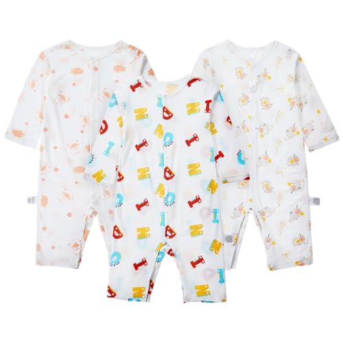 Image of MICHLEY Baby Rompers 3-Pack, Long Short-Sleeve Jumpsuits for 3-24 Months Boys Girls Soft Infant Toddler Casual Wear