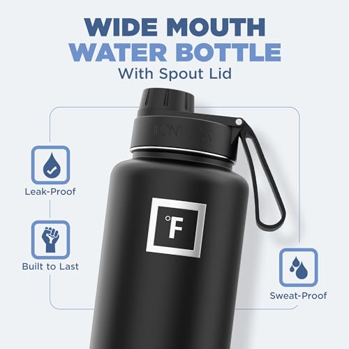 Insulated Water Bottle with Spout Lid - 32 Oz (3 Lids) - Cold 24hrs & Hot 12hrs Drinks - Vacuum Leakproof Double Walled Stainless Steel - Travel Sports Gym Camping & Hiking Hydration Flask - Image 3