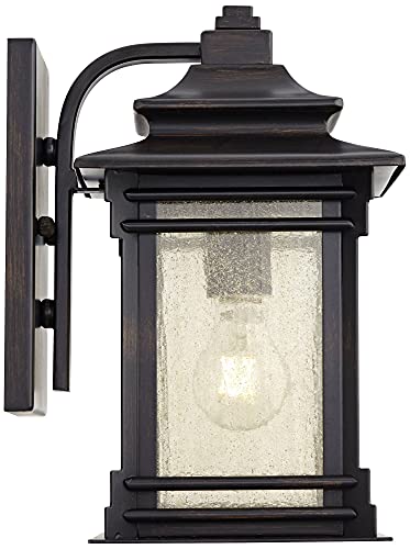Franklin Iron Works Hickory Point Farmhouse Rustic Mission Outdoor Wall Light Fixture Walnut Bronze 12" Frosted Cream Glass For Exterior Barn Deck House Porch Yard Patio Outside Garage Front Door #TOP6