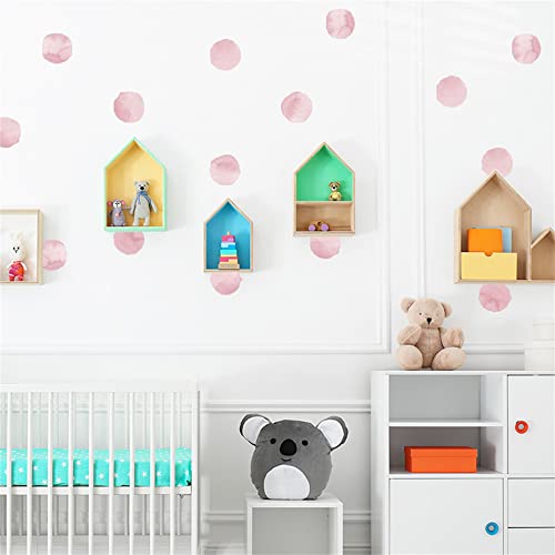 Rofarso 120 Decals 2.2'' Light Pink Watercolor Polka Dots Wall Decals Stickers Diy Removable Peel & Stick Wall Art Decorations Home Decor For Nursery Bedroom Living Room Playing Room #TOP2