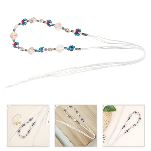 LOGOFUN Braided Rope Belt Handcrafted Acrylic Bead Charms for Women Wedding Skirt Dresses and Casual Wear Supplies - Beige2