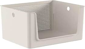 Ou Cesto Organizador Multiuso com abertura frontal 16L Bege Linha Flow