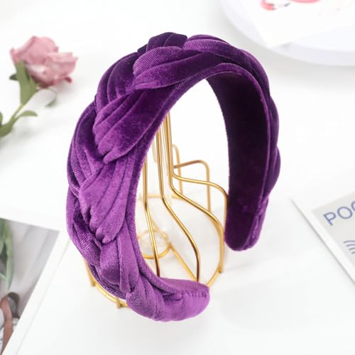 Image of DRESHOW Velvet Braided Headband Women Hair Hoop Elastic Hair Bands Fashion Headbands for Women
