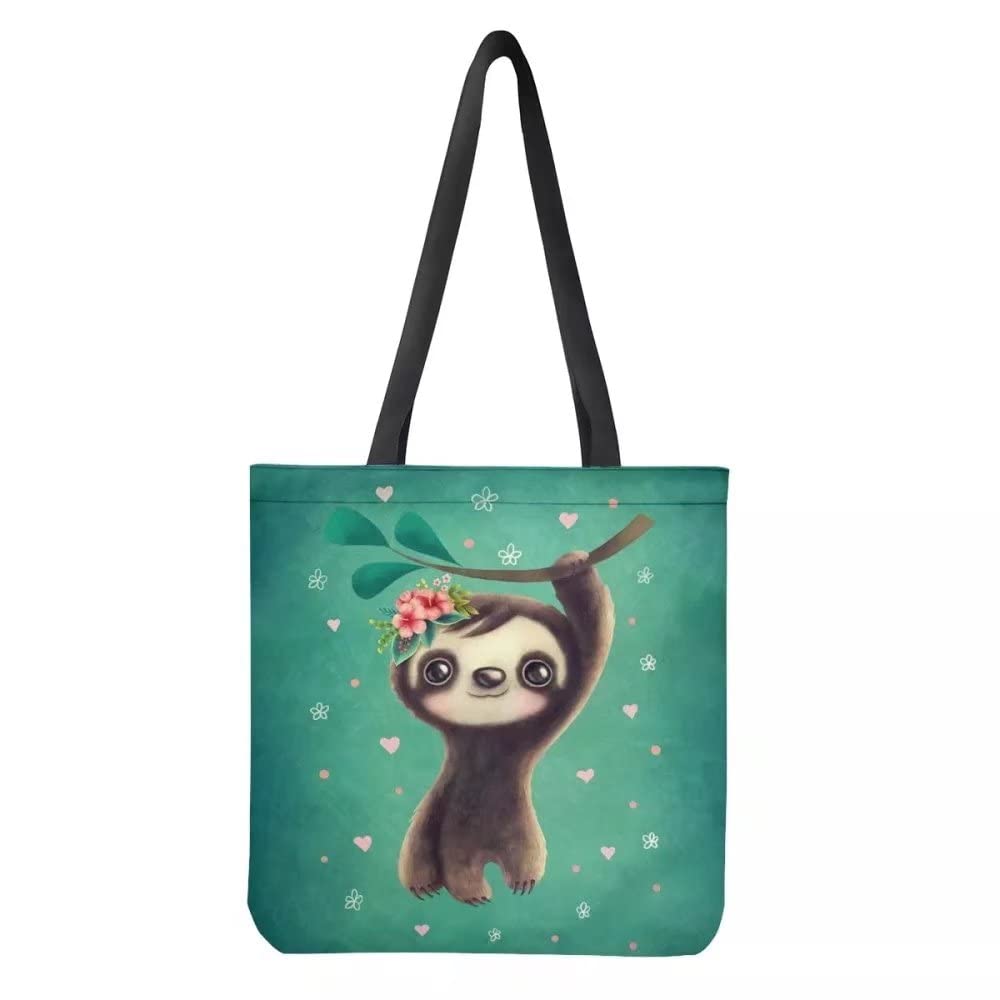 chaqlin Funny Sloth Canvas Totebags for Girls Teens,Polyester Casual Satchel Shopping Bags Womens Shoulder Handbags Large Reusable Shopping Bag — image 1