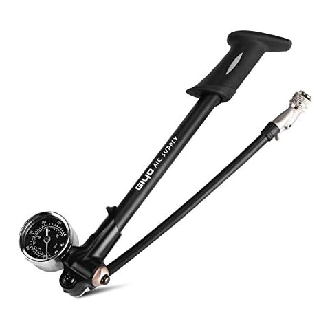 High Pressure Shock Pump, (300 PSI Max) for Fork & Rear Suspension, Lever Lock on Nozzle No Air Loss (A: Black) Cover