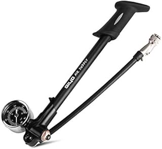 Giyo High Pressure Shock Pump, (300 PSI Max) for Fork & Rear Suspension, Lever Lock on Nozzle No Air Loss (Black)