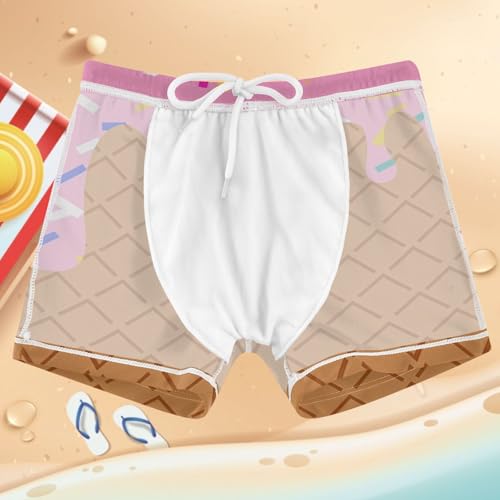 Boys Swim Trunks Quick Dry Bathing Suit Yellow White Waffle Ice Cream Toddler Swim Shorts Boardshorts 3-104