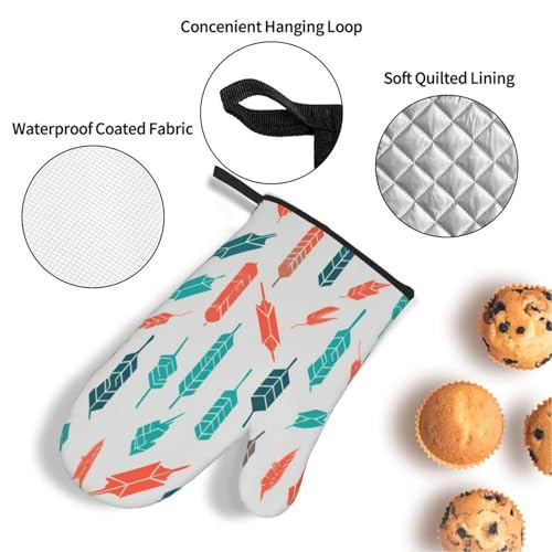 Gants de cuisine motif flèches corail et bleu sarcelle chic