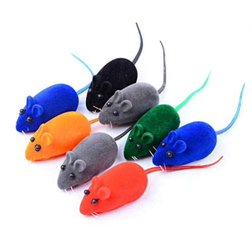 HNQH 5 peças de mouses para gato, rato de flocos de gato, rato de borracha vocal divertido, pequeno
