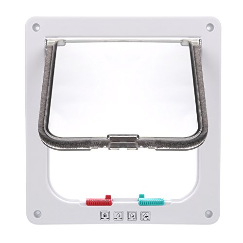 Sailnovo EU Puerta para Gato con Cierre magnético de 4 vías, Puerta para Mascotas para Gatos y Perros pequeños, Puerta para Gatos con túnel (Blanco, XL)