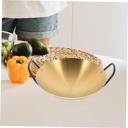 Wok de acero inoxidable con doble asa color dorado miniatura 3