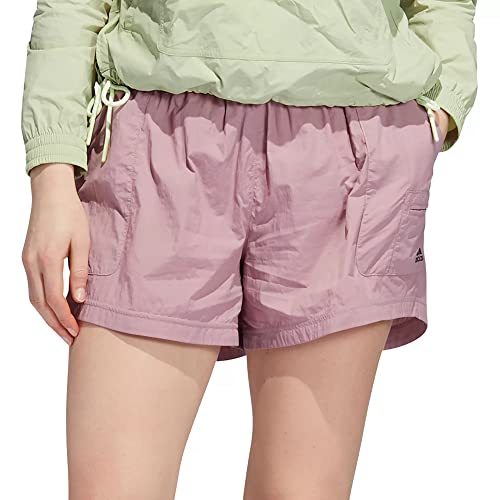 Short utilitaire tissé adidas femme en taille M avec poches fonctionnelles coloris mauve