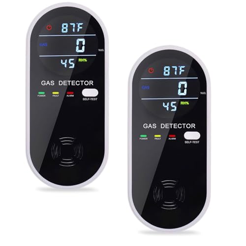 2 Packs Gas Detector & Alarm, KH Alert 3 in 1 Natural Gas Detectors & Propane Gas Detectors for Home...